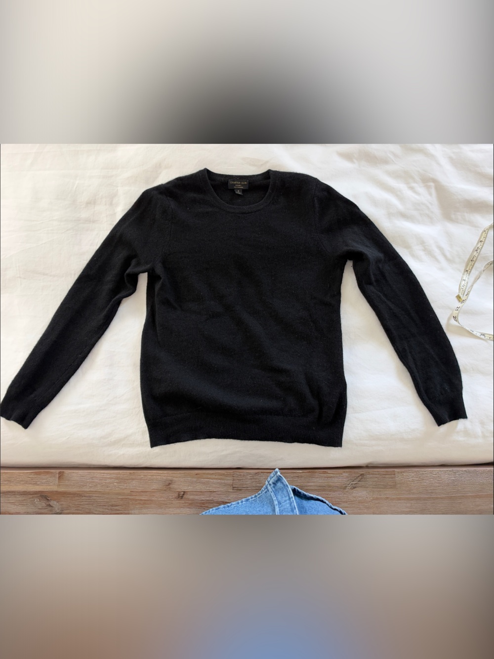 Charter Club Classic Black Women's Cashmere Crewneck Sweater